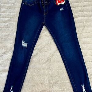 Women's Distressed High Rise Push Up Blue Jeans Size-13